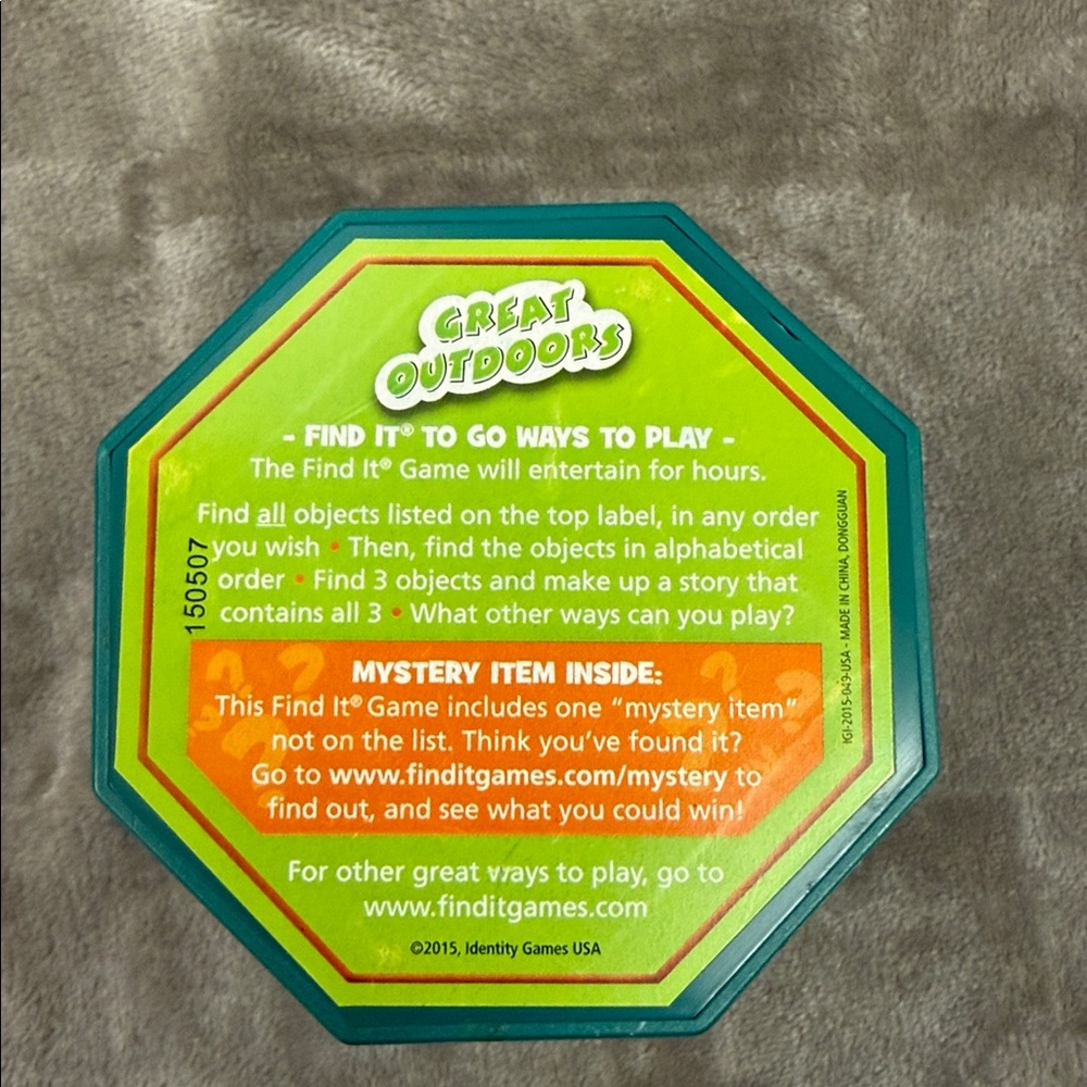 2015 FIND IT GAME TO GO A Contained Adventure Game Great Outdoors J - Picture 4 of 7